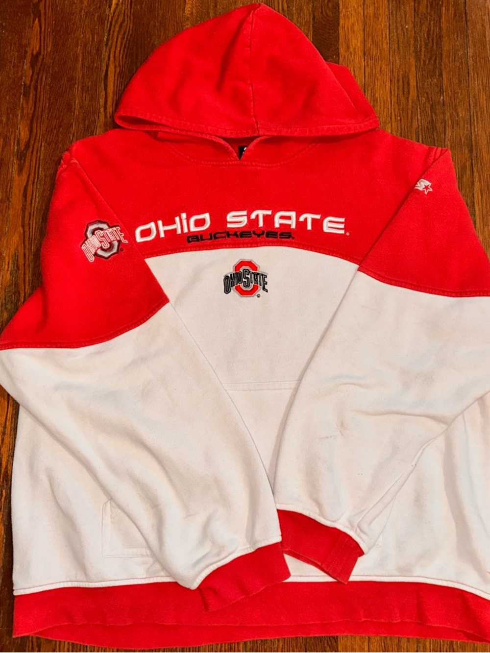 XL Vintage Starter Brand Ohio State Buckeyes Scarlet and White Hoodie